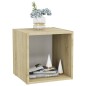 vidaXL Muebles TV 4 uds contrachapada blanco y roble Sonoma 37x35x37cm vidaXL Muebles TV 4 uds contrachapada blanco y roble Sonoma 37x35x37cm