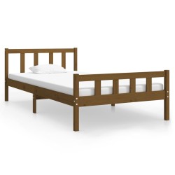 vidaXL Estructura de cama madera maciza marrón miel 90x200 cm
