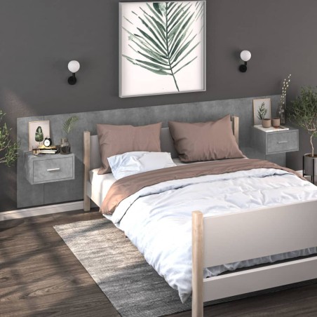 vidaXL Mesitas de noche de pared 2 unidades color gris hormigón