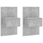 vidaXL Mesitas de noche de pared 2 unidades color gris hormigón