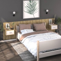 vidaXL Mesitas de noche de pared 2 unidades blanco y roble Sonoma