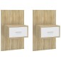 vidaXL Mesitas de noche de pared 2 unidades blanco y roble Sonoma vidaXL Mesitas de noche de pared 2 unidades blanco y roble Sonoma