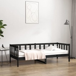 vidaXL Sofá cama de madera maciza de pino negro 80x200 cm