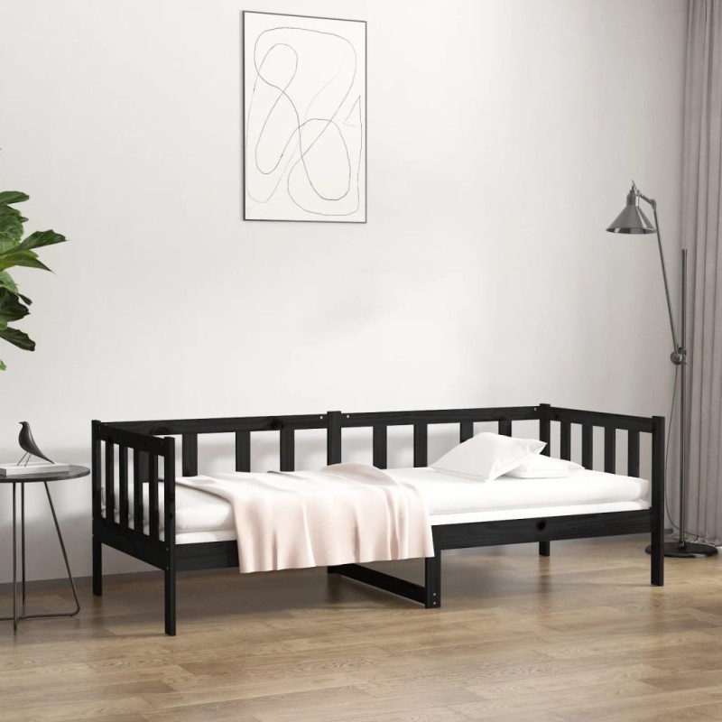 vidaXL Sofá cama de madera maciza de pino negro 80x200 cm