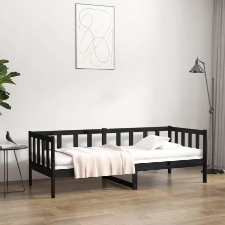 vidaXL Sofá cama de madera maciza de pino negro 80x200 cm