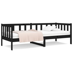 vidaXL Sofá cama de madera maciza de pino negro 80x200 cm