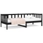 vidaXL Sofá cama de madera maciza de pino negro 80x200 cm