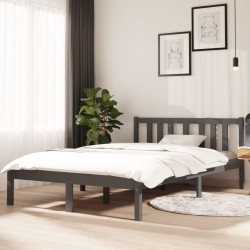 vidaXL Estructura de cama madera maciza gris 120x190 cm