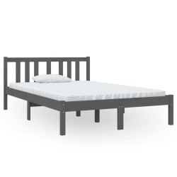 vidaXL Estructura de cama madera maciza gris 120x190 cm