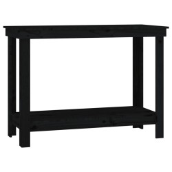 vidaXL Banco de trabajo de madera maciza de pino negro 110x50x80 cm