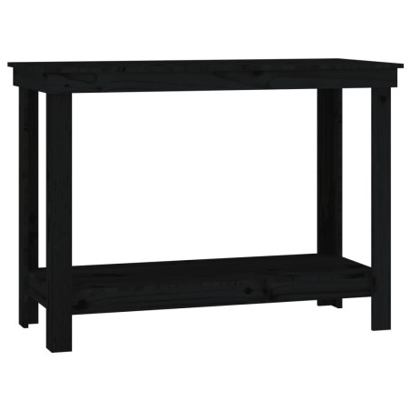 vidaXL Banco de trabajo de madera maciza de pino negro 110x50x80 cm