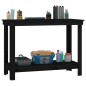 vidaXL Banco de trabajo de madera maciza de pino negro 110x50x80 cm