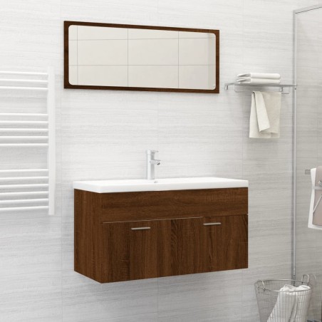 vidaXL Set de muebles baño 2 pzas madera contrachapada marrón roble