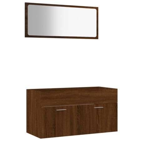 vidaXL Set de muebles baño 2 pzas madera contrachapada marrón roble