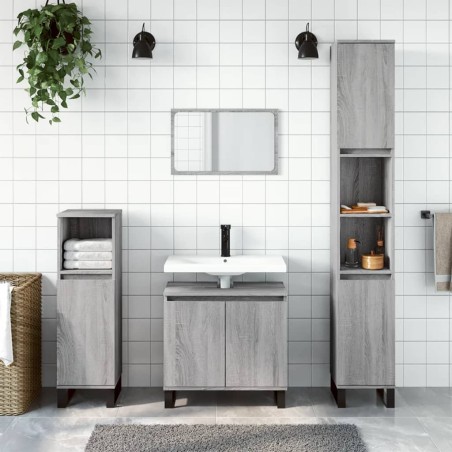 vidaXL Armario de baño madera contrachapada gris Sonoma 30x30x190 cm