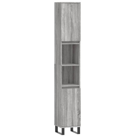 vidaXL Armario de baño madera contrachapada gris Sonoma 30x30x190 cm
