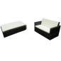 vidaXL Set muebles de jardín 2 piezas y cojines ratán sintético negro