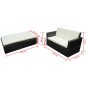 vidaXL Set muebles de jardín 2 piezas y cojines ratán sintético negro