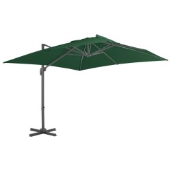 vidaXL Sombrilla voladiza con poste de aluminio verde 400x300 cm