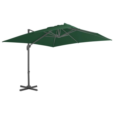 vidaXL Sombrilla voladiza con poste de aluminio verde 400x300 cm