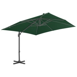 vidaXL Sombrilla voladiza con poste de aluminio verde 400x300 cm