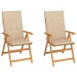 vidaXL Sillas de jardín 2 uds con cojines beige madera maciza de teca vidaXL Sillas de jardín 2 uds con cojines beige madera maciza de teca
