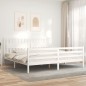vidaXL Estructura de cama con cabecero madera maciza blanco 200x200 cm vidaXL Estructura de cama con cabecero madera maciza blanco 200x200 cm