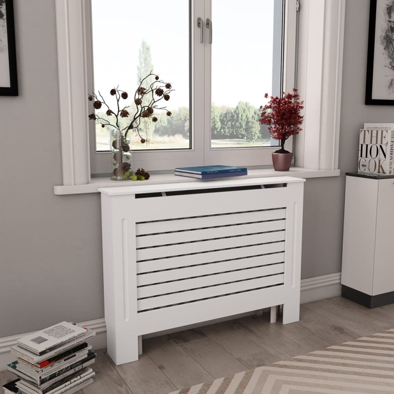 vidaXL Cubierta para radiador MDF blanco 112x19x81,5 cm vidaXL Cubierta para radiador MDF blanco 112x19x81,5 cm