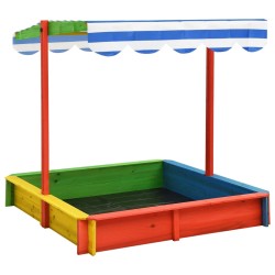 vidaXL Arenero infantil tejado ajustable madera abeto multicolor UV50