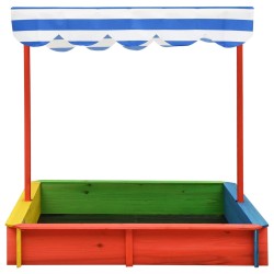 vidaXL Arenero infantil tejado ajustable madera abeto multicolor UV50
