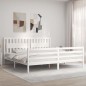 vidaXL Estructura de cama con cabecero madera maciza blanco 200x200 cm vidaXL Estructura de cama con cabecero madera maciza blanco 200x200 cm