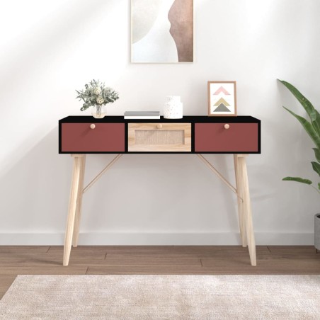 vidaXL Mesa consola con cajones madera contrachapada 105x30x75 cm