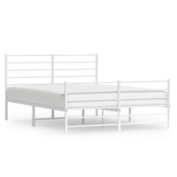 vidaXL Estructura cama metal con cabecero y estribo blanco 150x200 cm