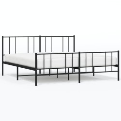 vidaXL Estructura de cama cabecero y pie de cama metal negro 180x200cm