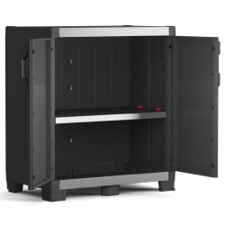 Keter Armario bajo de almacenamiento Garage XL negro y plateado 99 cm
