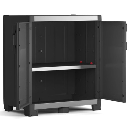 Keter Armario bajo de almacenamiento Garage XL negro y plateado 99 cm