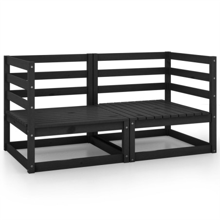 vidaXL Sofás de esquina de jardín 2 uds negro madera maciza de pino