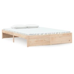 vidaXL Estructura de cama de matrimonio madera maciza 135x190 cm
