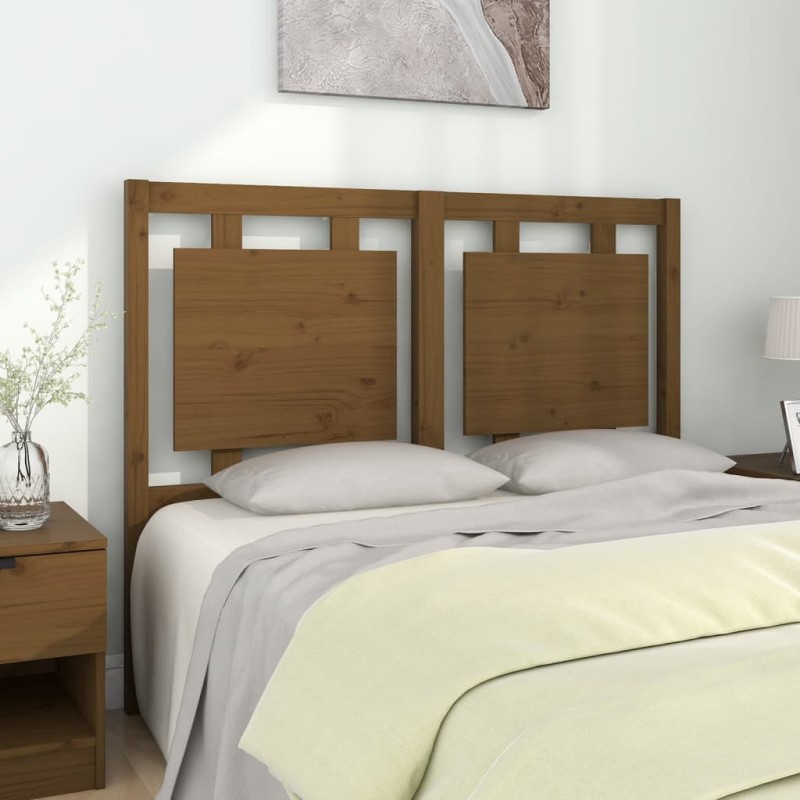 vidaXL Cabecero de cama madera maciza pino marrón miel 125,5x4x100 cm vidaXL Cabecero de cama madera maciza pino marrón miel 125,5x4x100 cm