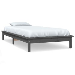 vidaXL Estructura de cama madera maciza de pino gris 90x200 cm