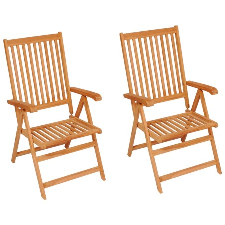 vidaXL Sillas de jardín 2 uds con cojines verde brillante madera teca