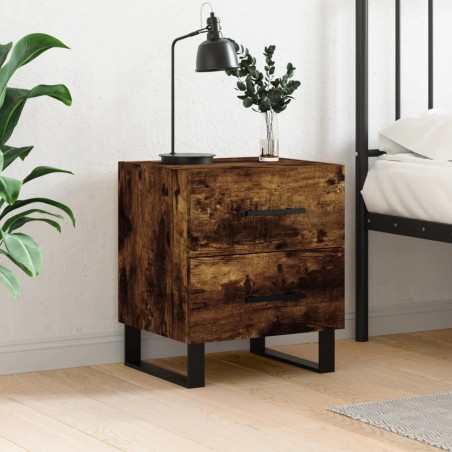 vidaXL Mesita de noche madera ingeniería roble ahumado 40x35x47,5 cm