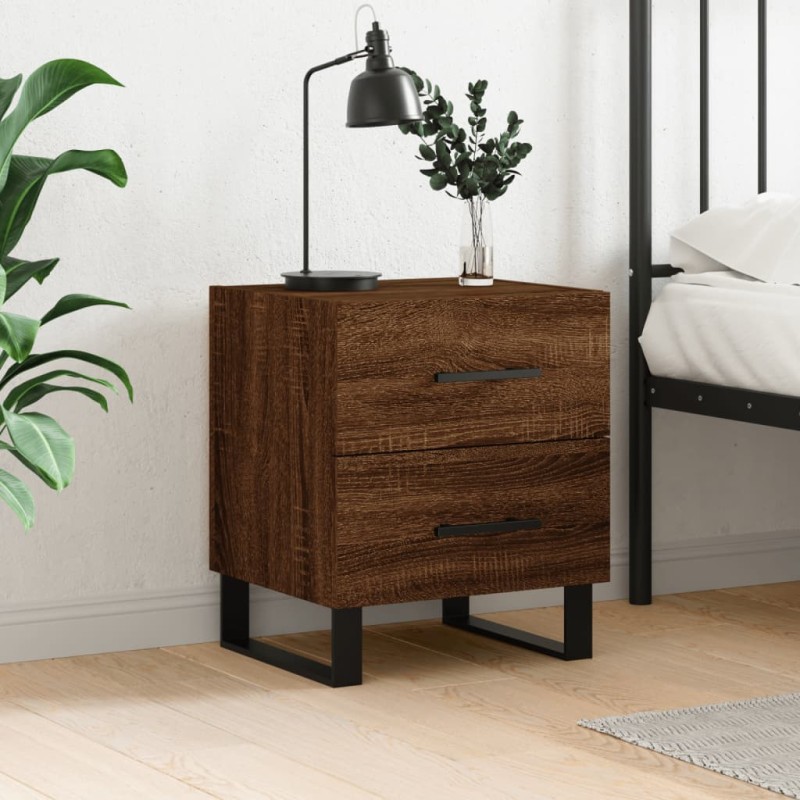 vidaXL Mesita de noche madera de ingeniería roble marrón 40x35x47,5 cm vidaXL Mesita de noche madera de ingeniería roble marrón 40x35x47,5 cm