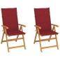 vidaXL Sillas de jardín 2 uds con cojines vino rojo madera maciza teca vidaXL Sillas de jardín 2 uds con cojines vino rojo madera maciza teca