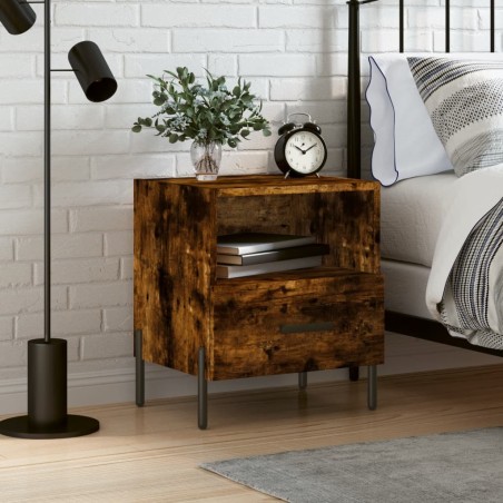 vidaXL Mesita de noche madera ingeniería roble ahumado 40x35x47,5 cm