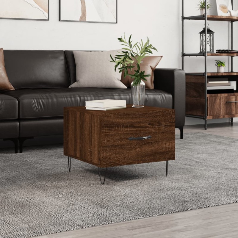vidaXL Mesa de centro madera contrachapada roble marrón 50x50x40 cm vidaXL Mesa de centro madera contrachapada roble marrón 50x50x40 cm