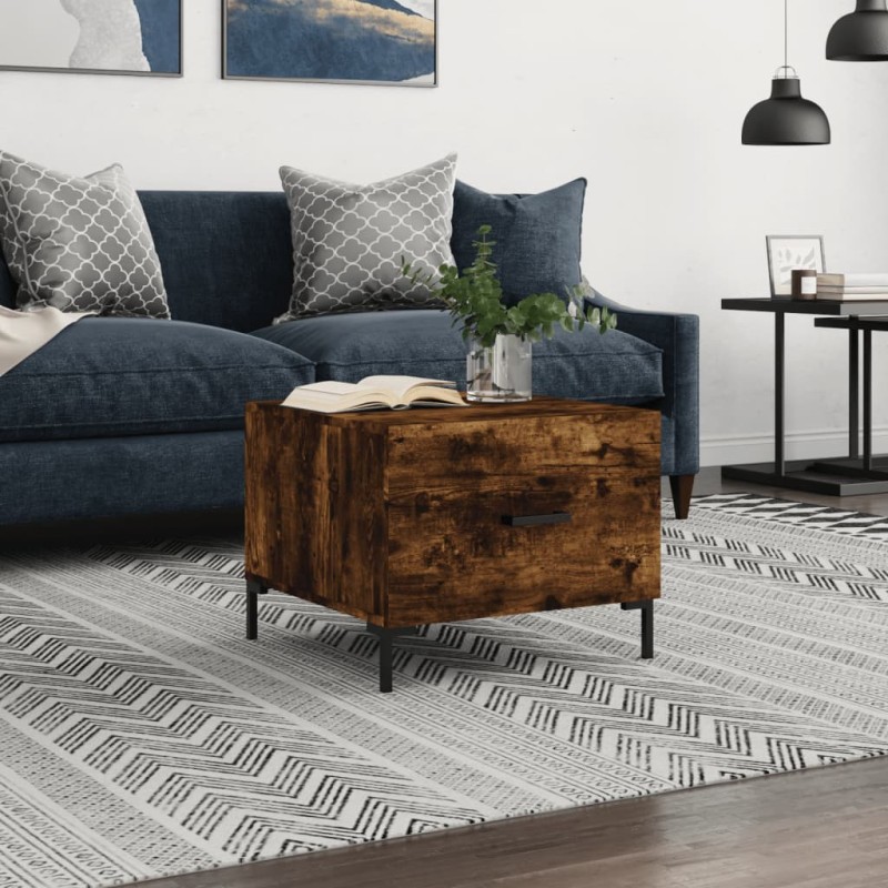 vidaXL Mesa de centro madera contrachapada roble ahumado 50x50x40 cm vidaXL Mesa de centro madera contrachapada roble ahumado 50x50x40 cm