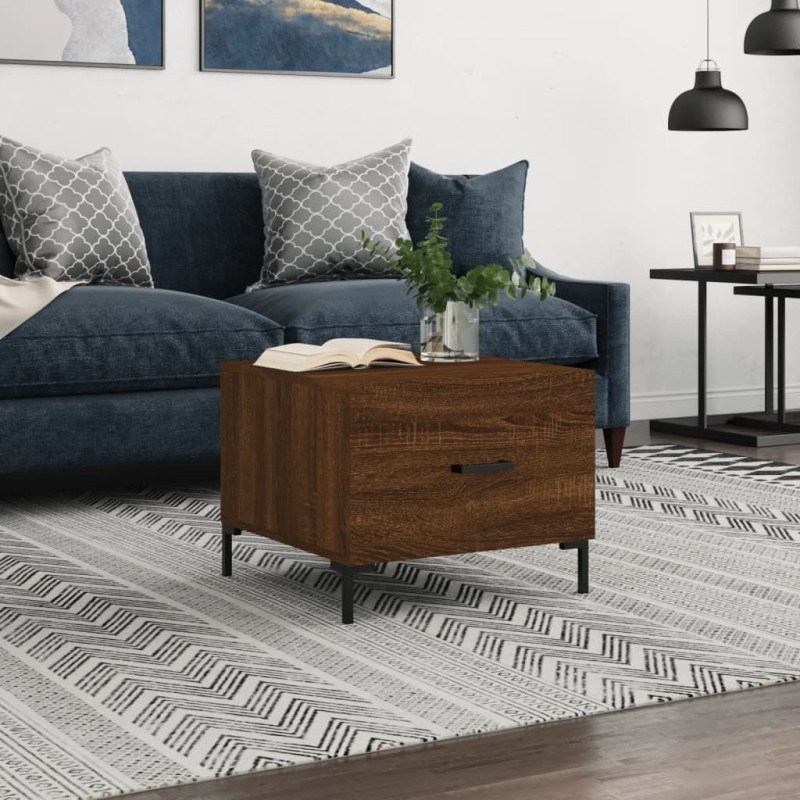 vidaXL Mesa de centro madera contrachapada roble marrón 50x50x40 cm vidaXL Mesa de centro madera contrachapada roble marrón 50x50x40 cm