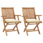 vidaXL Sillas de jardín 2 unidades con cojines crema madera de teca vidaXL Sillas de jardín 2 unidades con cojines crema madera de teca