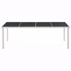 vidaXL Mesa de jardín de jardín de acero negra 220x90x74,5 cm